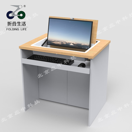 Q1單人位顯示器隱藏電腦桌，多功能翻轉(zhuǎn)電腦桌